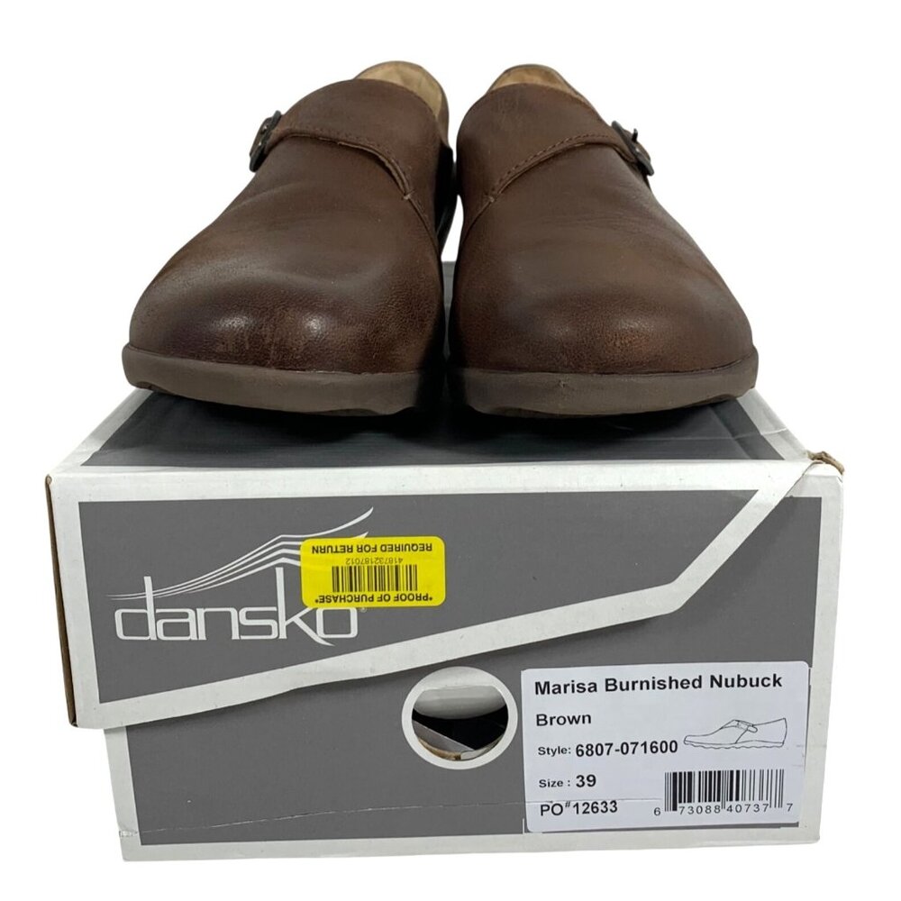 DANSKO Marisa Burnished Nubuck Leather Womens Shoes SZ 39 US 8.5-9 Brown Slip-On